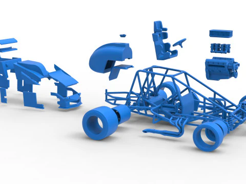 Pavement Silver Crown Car Scale 1 to 25 3D Print Model