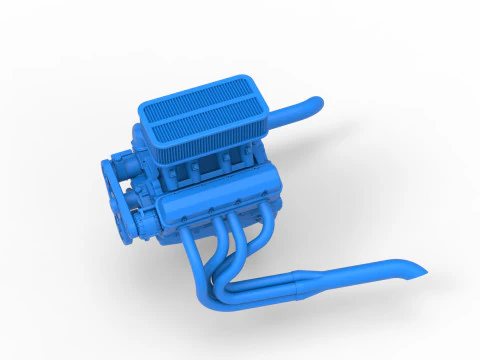 Engine of Silver Crown Car Scale 1 to 25 3D Print Model