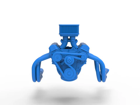 Engine of Silver Crown Car Scale 1 to 25 3D Print Model