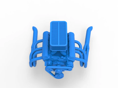 Engine of Silver Crown Car Scale 1 to 25 3D Print Model