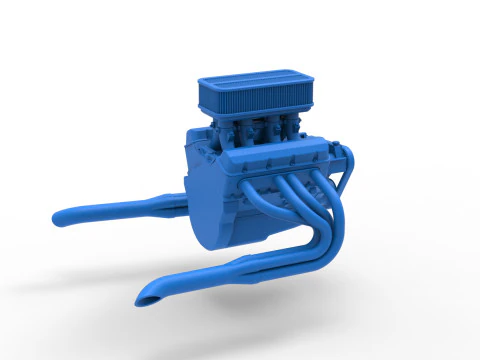 Engine of Silver Crown Car Scale 1 to 25 3D Print Model