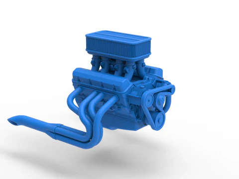 Engine of Silver Crown Car Scale 1 to 25 3D Print Model
