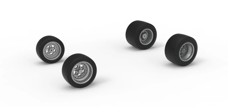 Wheel Set of Pavement Silver Crown Car Scale 1 to 25 3D Print Model .c4d .max .obj .3ds .fbx .stl .blend 