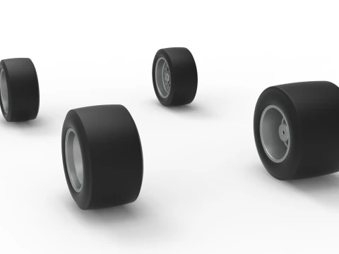 Wheel Set of Pavement Silver Crown Car Scale 1 to 25 3D Print Model