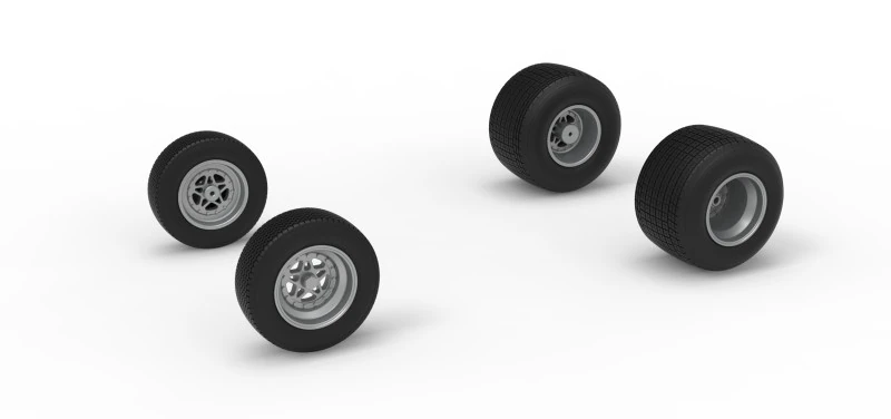 Wheel Set of Dirt Silver Crown Car Scale 1 to 25 3D Print Model .c4d .max .obj .3ds .fbx .stl .blend 