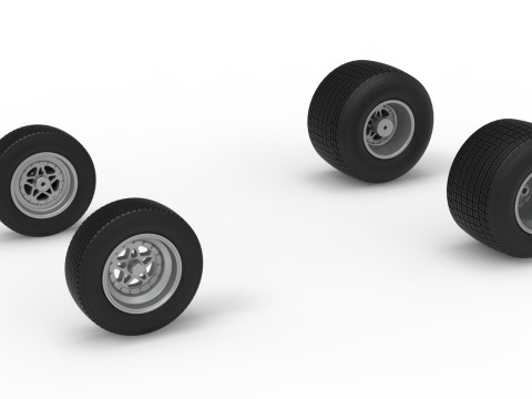 Zestaw k&oacute;ł do samochodu Dirt Silver Crown w skali od 1 do 25 Model do druku 3D