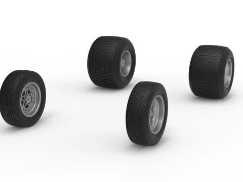 Wheel Set of Dirt Silver Crown Car Scale 1 to 25 3D Print Model