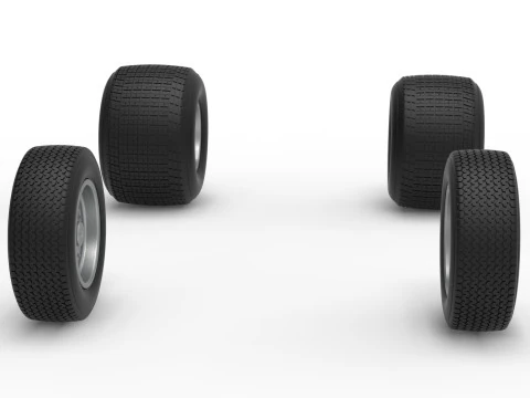 Wheel Set of Dirt Silver Crown Car Scale 1 to 25 3D Print Model
