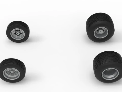 Wheel Set of Dirt Silver Crown Car Scale 1 to 25 3D Print Model