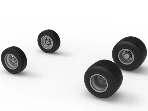 Wheel Set of Dirt Silver Crown Car Scale 1 to 25 3D Print Model