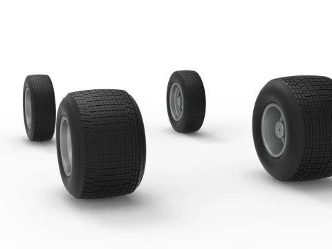Wheel Set of Dirt Silver Crown Car Scale 1 to 25 3D Print Model