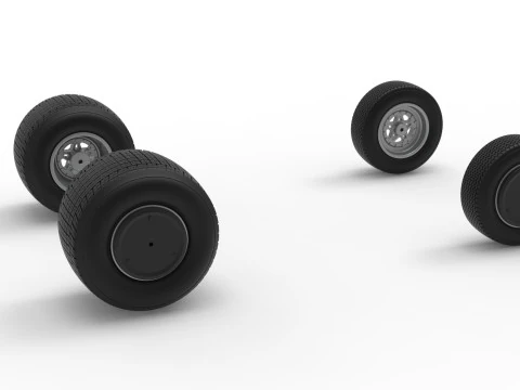 Wheel Set of Dirt Silver Crown Car Scale 1 to 25 3D Print Model