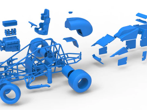 Dirt Silver Crown Car while turning Scale 1 to 25 3D Print Model