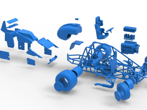 Dirt Silver Crown Car while turning Scale 1 to 25 3D Print Model