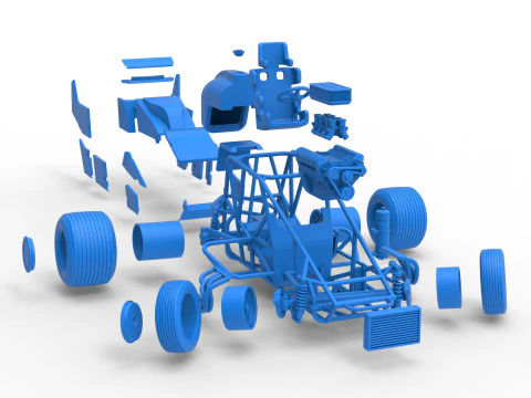 Dirt Silver Crown Car while turning Scale 1 to 25 3D Print Model