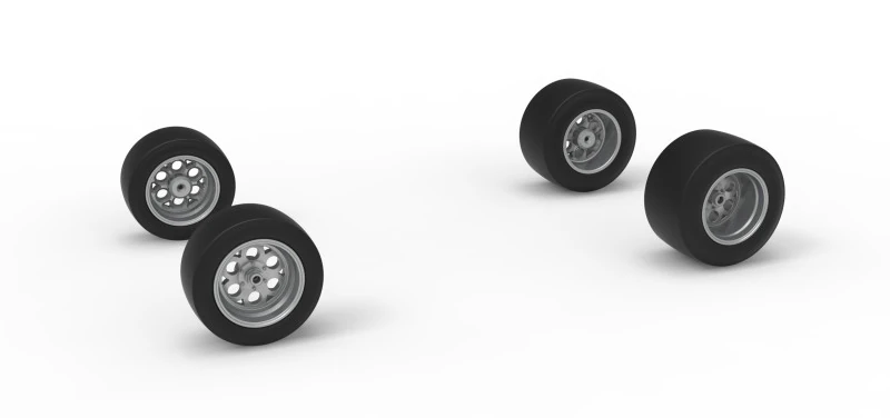 Wheel Set of Experimental Pavement Silver Crown Car Scale 1 to 25 3D Print Model .c4d .max .obj .3ds .fbx .stl .blend 