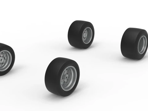 Wheel Set of Experimental Pavement Silver Crown Car Scale 1 to 25 3D Print Model