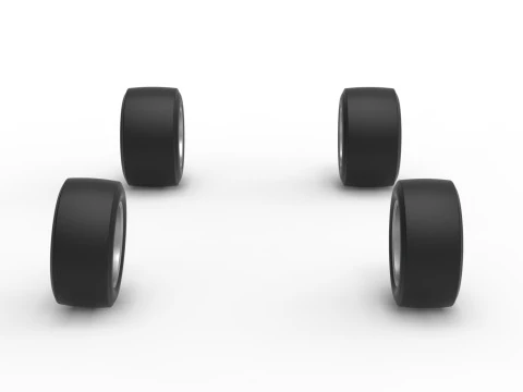 Wheel Set of Experimental Pavement Silver Crown Car Scale 1 to 25 3D Print Model