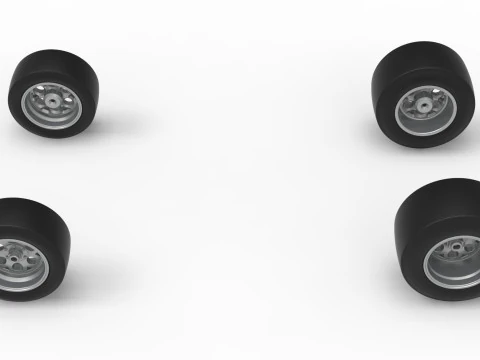 Wheel Set of Experimental Pavement Silver Crown Car Scale 1 to 25 3D Print Model