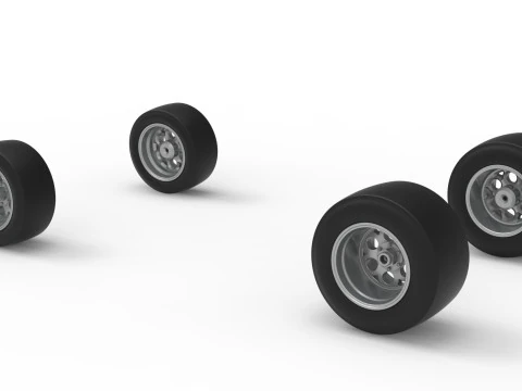 Wheel Set of Experimental Pavement Silver Crown Car Scale 1 to 25 3D Print Model