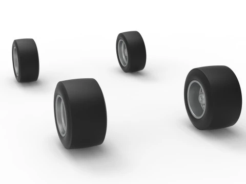 Wheel Set of Experimental Pavement Silver Crown Car Scale 1 to 25 3D Print Model