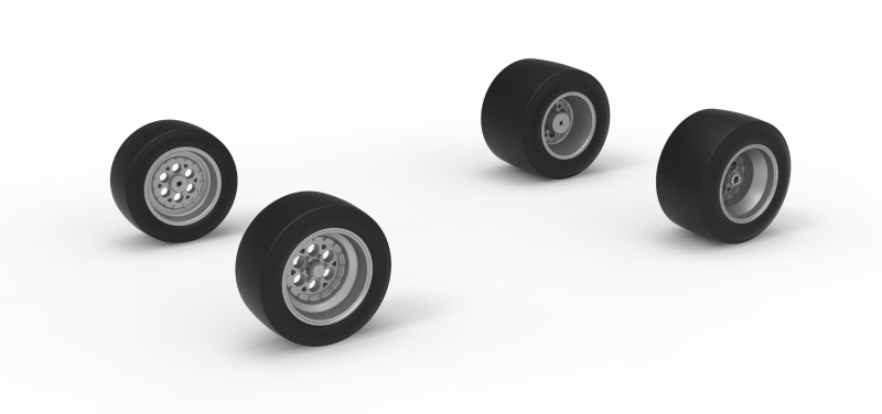 Set di ruote da marciapiede Silver Crown Car Versione 2 Scala da 1 a 25 Modello di stampa 3D .c4d .max .obj .3ds .fbx .stl .blend 