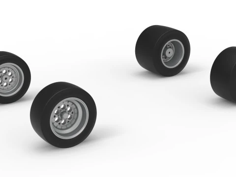 Wheel Set of Pavement Silver Crown Car Version 2 Scale 1 to 25 3D Print Model