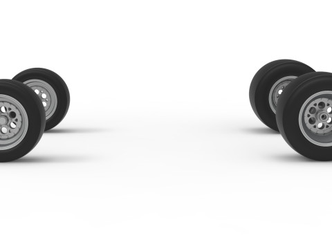 Set di ruote da marciapiede Silver Crown Car Versione 2 Scala da 1 a 25 Modello di stampa 3D