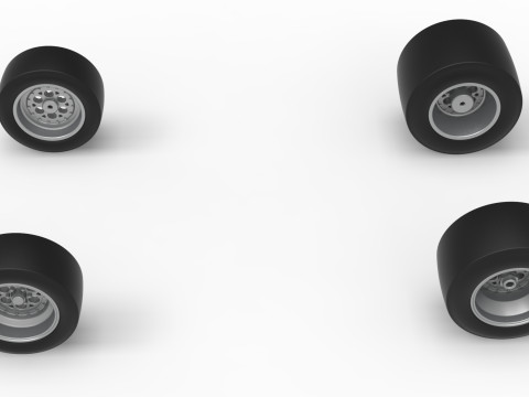 Set di ruote da marciapiede Silver Crown Car Versione 2 Scala da 1 a 25 Modello di stampa 3D