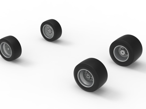 Set di ruote da marciapiede Silver Crown Car Versione 2 Scala da 1 a 25 Modello di stampa 3D