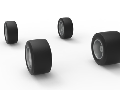 Set di ruote da marciapiede Silver Crown Car Versione 2 Scala da 1 a 25 Modello di stampa 3D