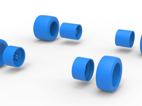 Set di ruote da marciapiede Silver Crown Car Versione 2 Scala da 1 a 25 Modello di stampa 3D