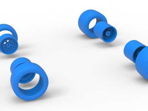 Set di ruote da marciapiede Silver Crown Car Versione 2 Scala da 1 a 25 Modello di stampa 3D