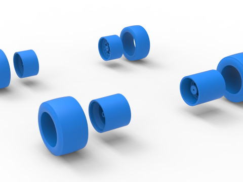 Set di ruote da marciapiede Silver Crown Car Versione 2 Scala da 1 a 25 Modello di stampa 3D