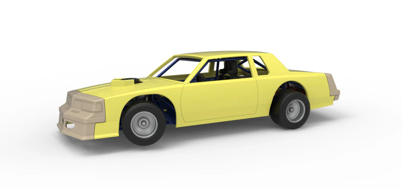 Vintage-Dirt-Sp&auml;tmodell eines Rennwagens beim Drehen im Ma&szlig;stab 1 bis 25 3D Druckmodell .c4d .max .obj .3ds .fbx .stl .blend 