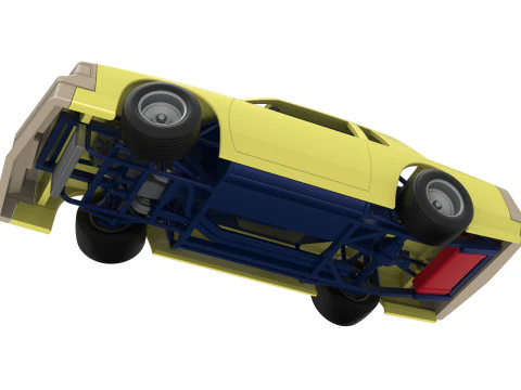 Vintage-Dirt-Sp&auml;tmodell eines Rennwagens beim Drehen im Ma&szlig;stab 1 bis 25 3D Druckmodell