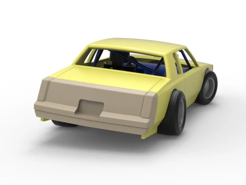 Vintage-Dirt-Sp&auml;tmodell eines Rennwagens beim Drehen im Ma&szlig;stab 1 bis 25 3D Druckmodell