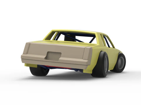 Vintage-Dirt-Sp&auml;tmodell eines Rennwagens beim Drehen im Ma&szlig;stab 1 bis 25 3D Druckmodell