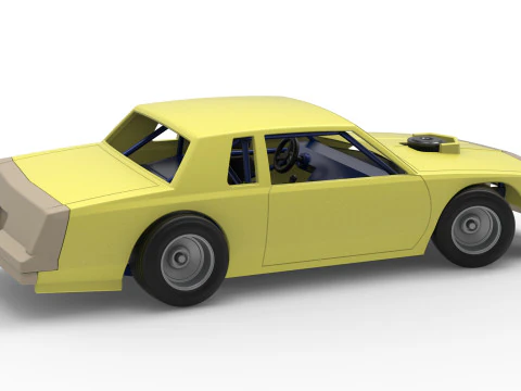 Vintage-Dirt-Sp&auml;tmodell eines Rennwagens beim Drehen im Ma&szlig;stab 1 bis 25 3D Druckmodell