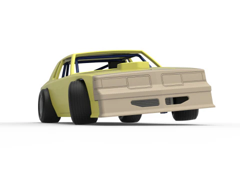 Vintage-Dirt-Sp&auml;tmodell eines Rennwagens beim Drehen im Ma&szlig;stab 1 bis 25 3D Druckmodell