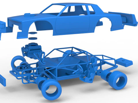 Vintage-Dirt-Sp&auml;tmodell eines Rennwagens beim Drehen im Ma&szlig;stab 1 bis 25 3D Druckmodell