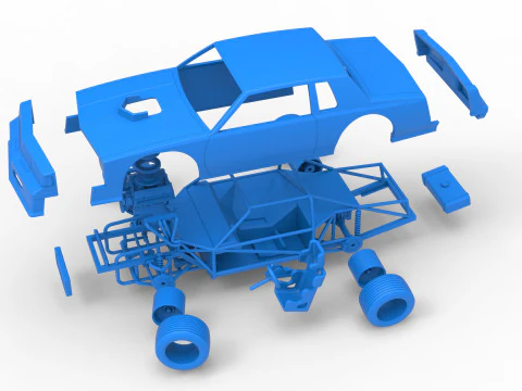 Vintage-Dirt-Sp&auml;tmodell eines Rennwagens beim Drehen im Ma&szlig;stab 1 bis 25 3D Druckmodell