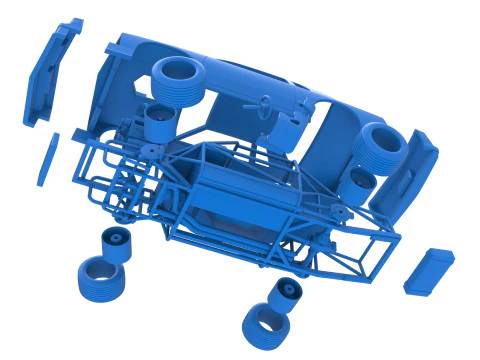 Vintage-Dirt-Sp&auml;tmodell eines Rennwagens beim Drehen im Ma&szlig;stab 1 bis 25 3D Druckmodell