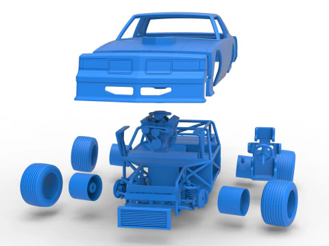 Vintage-Dirt-Sp&auml;tmodell eines Rennwagens beim Drehen im Ma&szlig;stab 1 bis 25 3D Druckmodell