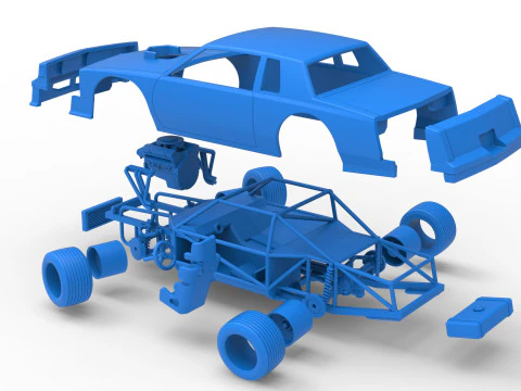 Vintage-Dirt-Sp&auml;tmodell eines Rennwagens beim Drehen im Ma&szlig;stab 1 bis 25 3D Druckmodell