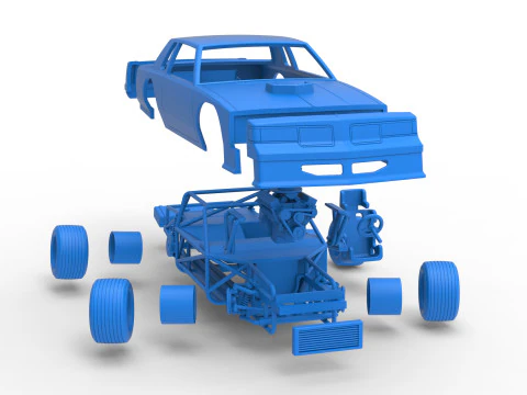 Vintage-Dirt-Sp&auml;tmodell eines Rennwagens beim Drehen im Ma&szlig;stab 1 bis 25 3D Druckmodell