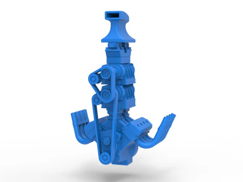 Engine V8 with double supercharger Version 8 Scale 1 to 25 3D Print Model