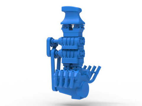 Engine V8 with double supercharger Version 8 Scale 1 to 25 3D Print Model