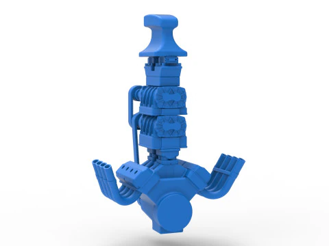 Engine V8 with double supercharger Version 8 Scale 1 to 25 3D Print Model