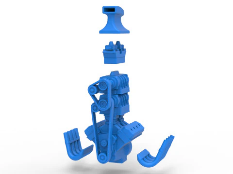 Engine V8 with double supercharger Version 8 Scale 1 to 25 3D Print Model